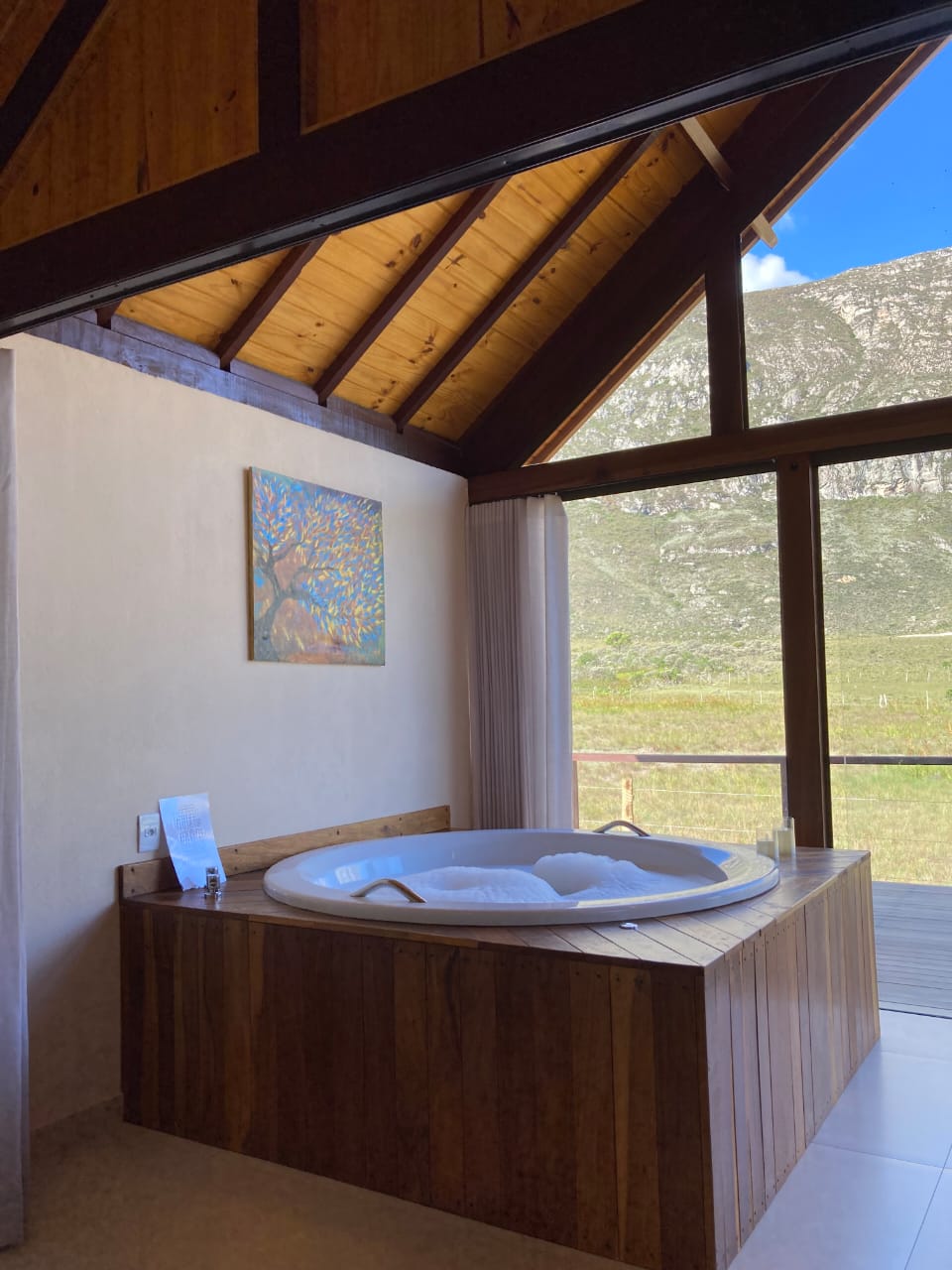 Vista da piscina e montanha